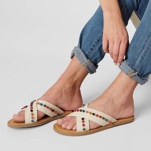 TOMS Natural Hemp Pom Pom Strap Sandals | Women's 7